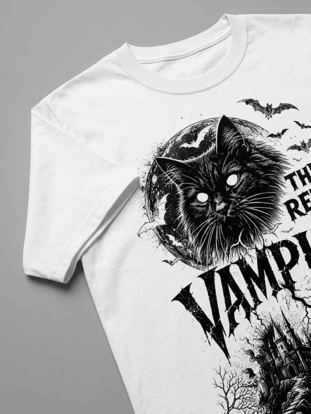 The Return of Vampurr Graphic Cat Tee - White